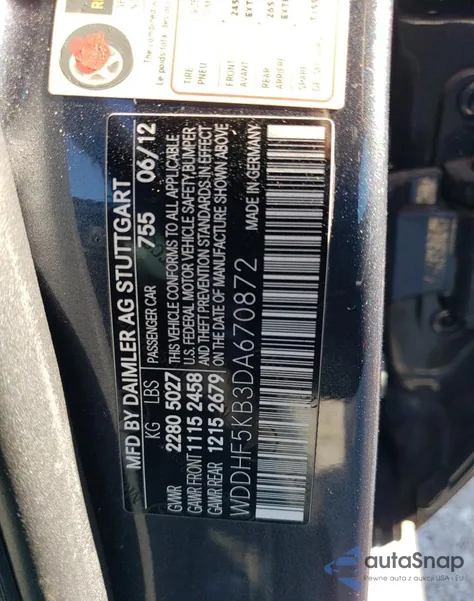 2013 Mercedes-Benz E 350 z USA, uszkodzony, nr VIN WDDHF5KB3DA670872